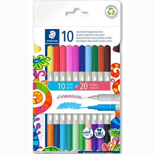 Staedtler Rotuladores Noris 3280 Doble Punta C/Surtidos Estuche 10 Ud