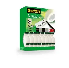 Scotch Cinta Adhesiva Invisible Magic Rollo 19mm x 33m Caja 12+2 Unidades