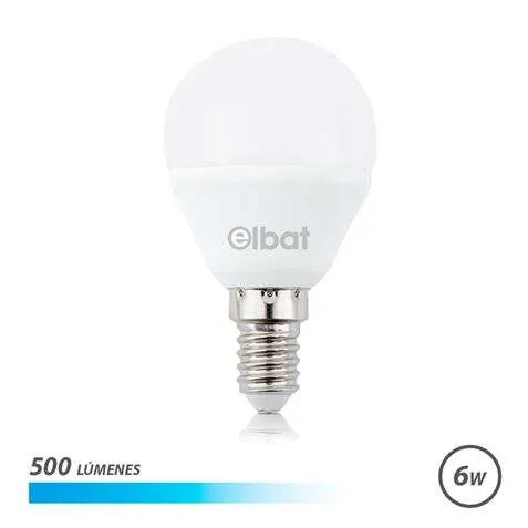 Elbat Bombilla Led G45 6W 500Lm E14 Luz Fria - Ahorro De Energia - Larga Vida Util - Bajo Consumo - Color Blanco