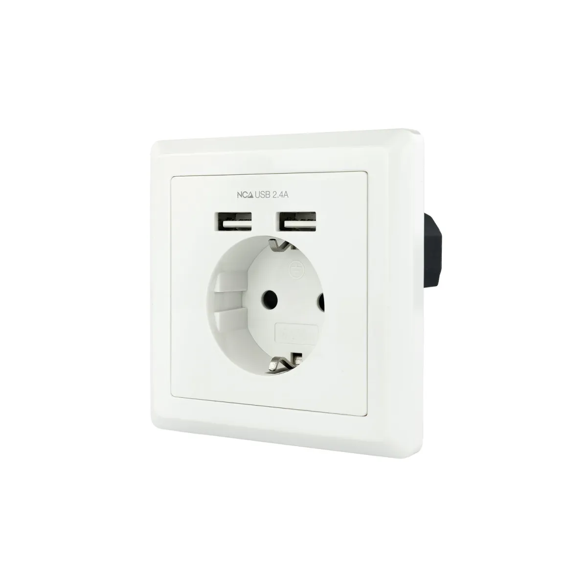 Nanocable Roseta Base de Enchufe de Pared Empotrable Tipo Schuko con 2 Tomas USB 2.4A - Color Blanco
