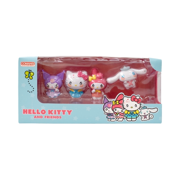 Comansi Set Hello Kitty & Friends Colección Completa - 4 Figuras - Diseño Kawaii - Hello Kitty, My Melody, Kuromi Y Cinnamoroll