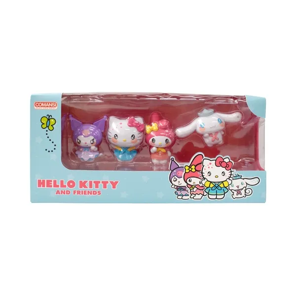 Comansi Set Hello Kitty & Friends Colección Completa - 4 Figuras - Diseño Kawaii - Hello Kitty, My Melody, Kuromi Y Cinnamoroll