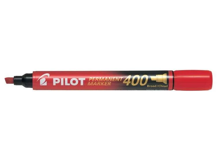 Pilot Rotulador Permanente 400 - Punta Biselada 4,5Mm - Trazo 4Mm - Color Rojo
