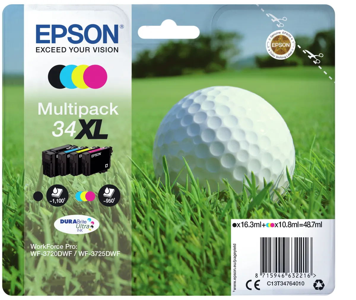 Epson T3476 Pack de 4 Cartuchos de Tinta Originales para Impresoras