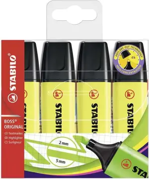 Stabilo Marcador Fluorescente Boss Original Amarillo Blíster 4 Unidades