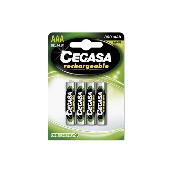 Cegasa Rechargeable Pack De 4 Pilas Recargables Aaa Hr03 800Mah