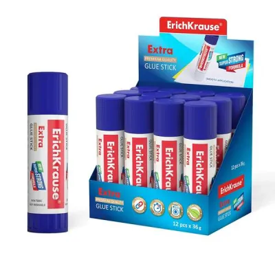 ErichKrause Pegamento en Barra Extra 36gr - Fórmula Super Fuerte y Rápida