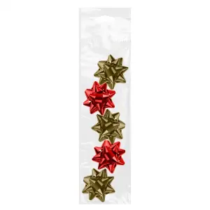 Dohe Pack de 5 Lazos para Regalo en Forma de Estrella - 5.6cm - Rojo y Oro