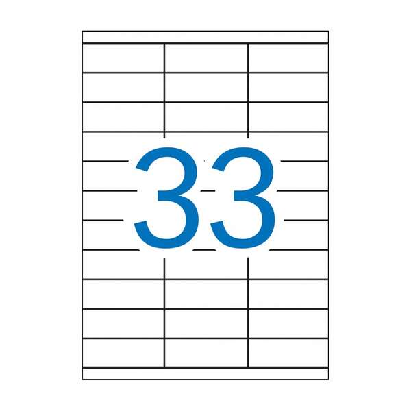 Apli Pack De 3.300 Etiquetas Rectangulares 70X25.4Mm - 100 Hojas Por 33 Etiquetas - Adhesivo Permanente - Cantos Rectos - Color Blanco