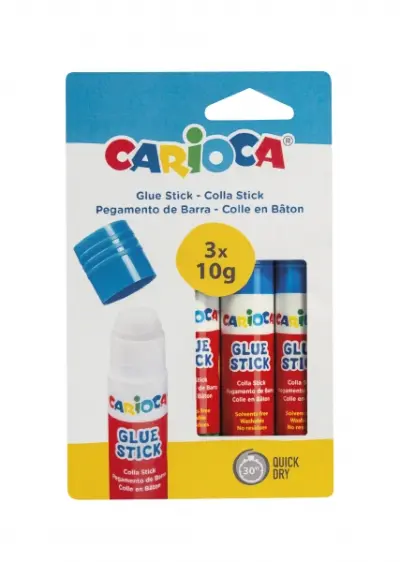 Carioca Pack de 3 Pegamentos de Barra Sin Disolventes para Casa, Colegio y Oficina
