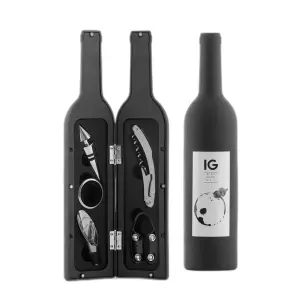 InnovaGoods Set de 5 Accesorios para Vino en Estuche Botella - Color Negro