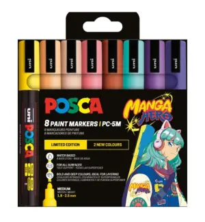 Posca Manga Hero Edición Limitada PC-5M Pack de 8 Marcadores de Pintura Pastel