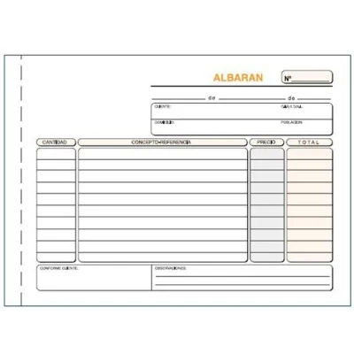LOAN Talonario Albaranes Cuarto Apaisado Triplicado Autocopia