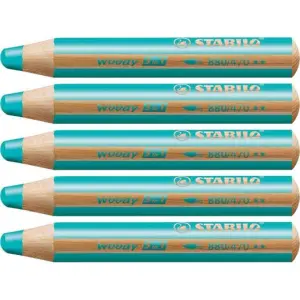 Stabilo Lápices De Colores Woody 3 En 1 Turquesa Estuche 5 Unidades