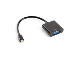 Lanberg Adaptador de Cable de Vídeo 0,2 m VGA (D-Sub) a Mini DisplayPort Negro