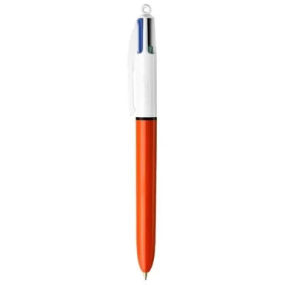Bic 4 Colours Original Fine Boligrafo De Bola Retractil - Punta De 0.8Mm - Trazo De 0.36Mm - Tinta Con Base De Aceite - Cuerpo Naranja/Blanco - 4 Colores