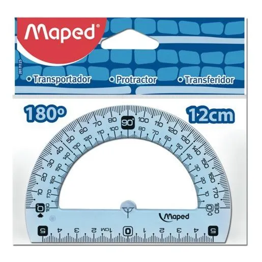 Maped Transportador Geométrico 180º con Base de 12 cm