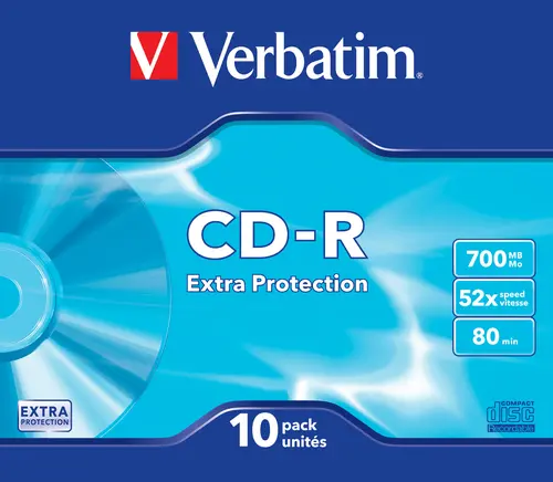 Verbatim Cd-R, 700Mb, 52X, 10 Pack Slim Case, Superficie Extra Protection