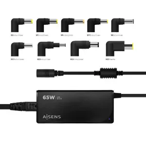 Aisens Cargador Universal Multitensión 65W Automático con 9 Conectores y USB-A QC.3.0