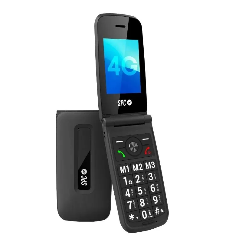 SPC Titan 2 Telefono Movil 4G para Mayores con Tapa - Pantalla 2.4" Cristal Antirayaduras - Teclas XL con Voz - Timbre Extra Alto 104 dB - Boton SOS e ICE - Smart Help - Resistencia IP44 - Una Semana de Bateria - Color Negro