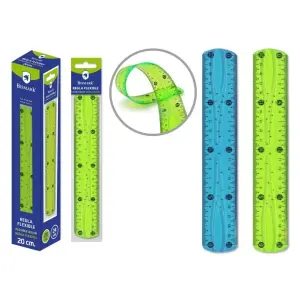 Bismark Regla Flexible 20cm PVC para Colegio - Colores Aleatorios Azul y Verde