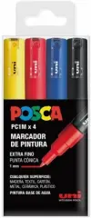 POSCA Marcador PC-1M Punta Fina 0.7-1mm Colores Surtidos - Estuche 4 Unidades