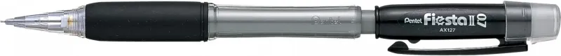 Pentel Fiesta Ii Portaminas Hb 0.7Mm Con Goma - Incluye 2 Recargas - Grip De Goma - Diseño Ergonomico - Color Negro