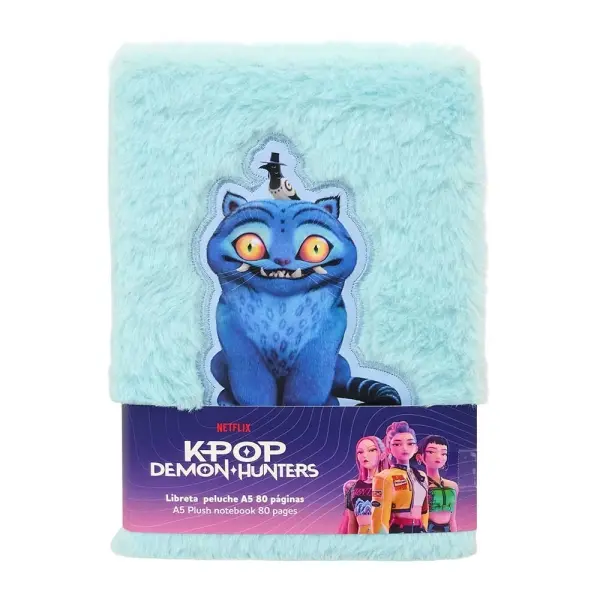 Safta Bloc de Notas K-Pop Demon Hunters A5 Tapas de Peluche 80 Páginas Azul Claro