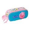 Safta Estuche Portatodo 3D Peppa Pig 1L - 2 Compartimentos - 21x8x6cm - Blanco y Azul
