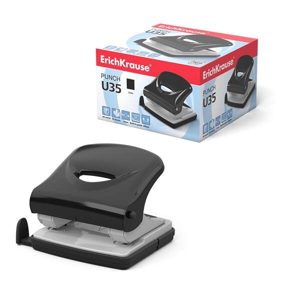 Erichkrause U35 Perforadora - Perfora Hasta 35 Hojas - Cuerpo Y Mecanismo De Acero - Garantia De 2 Años - Color Variado