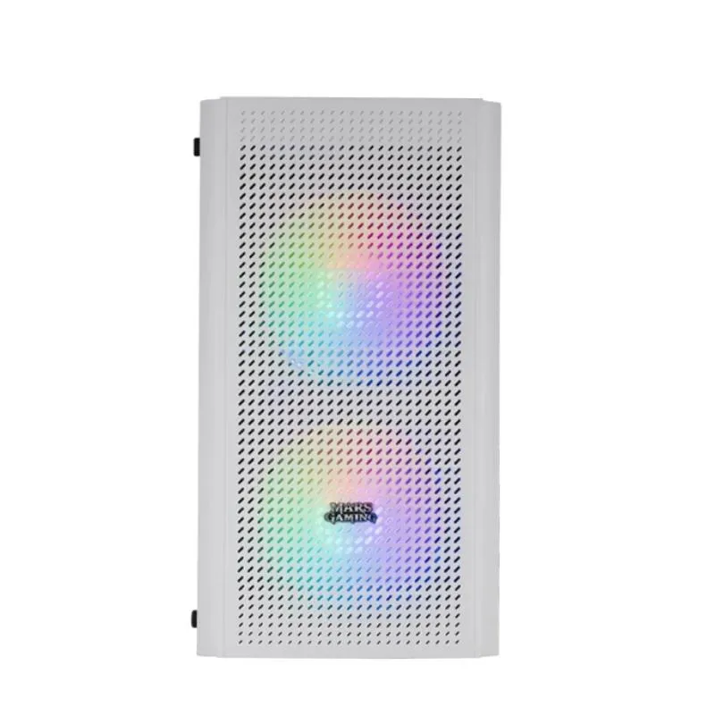 Mars Gaming MC300 White MicroATX Gaming Case, Front Mesh, 3x 120mm RGB Fans, Tempered Glass