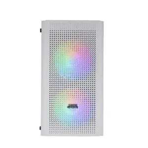 Mars Gaming MC300 White MicroATX Gaming Case, Front Mesh, 3x 120mm RGB Fans, Tempered Glass