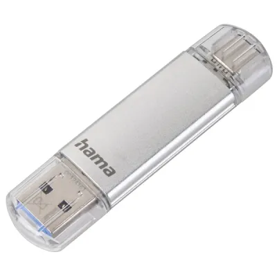 Hama Laeta Pendrive USB 3.0 32GB - 40Mb/s - OTG - USB-C y USB-A - Cuerpo Metálico Plata