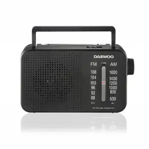 Daewoo Radio AM/FM con Jack 3.5mm, Antena Telescópica y Altavoz Integrado, Negro