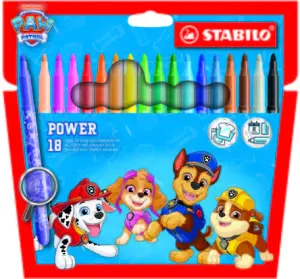 Stabilo Power Patrulla Canina Pack de 18 Rotuladores Punta Media 2mm Tinta Lavable