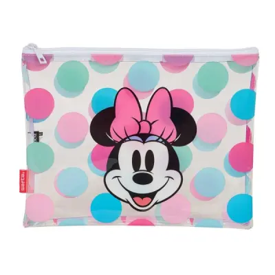 Safta Bolsa de Verano Minnie Mouse - Cremallera - 2L - Ligera y Duradera - 300x230mm - Transparente