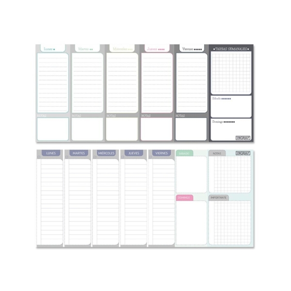 Ingraf Planificador Semanal Encolado - Medidas 29X13Cm