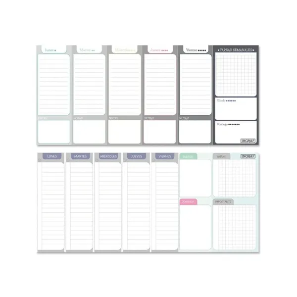 Ingraf Planificador Semanal Encolado - Medidas 29X13Cm
