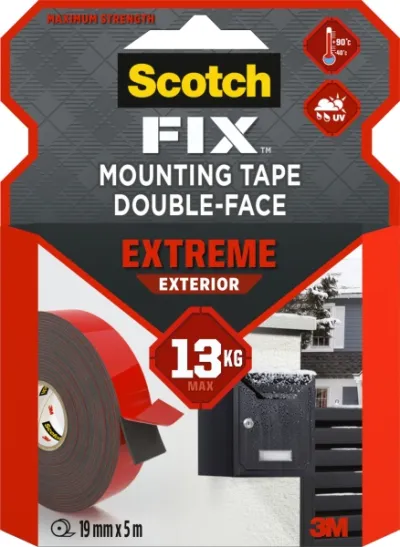 Scotch-Fix Cinta de Montaje Doble Cara para Exterior 19mm x 5m Color Blanco