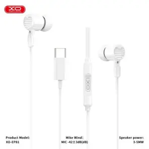 XO EP81 Auriculares Intrauditivos con Micrófono USB-C 1.20m Color Blanco