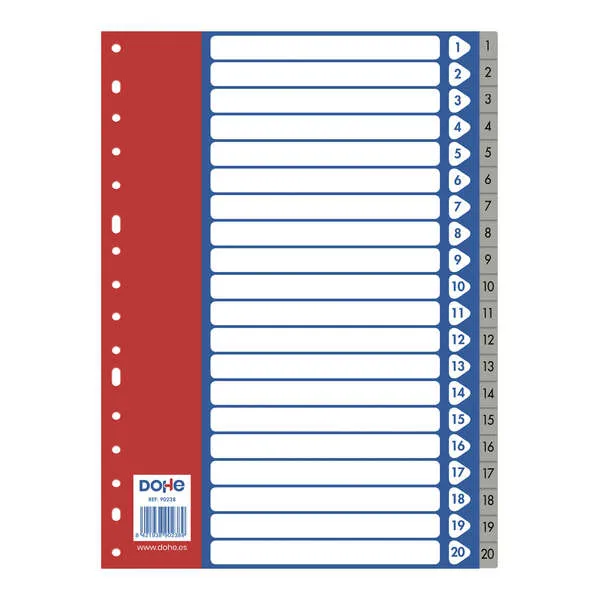 Dohe Separadores Para Archivadores Y Carpetas De Anillas - 120 Micras - Multitaladro De 16 Perforaciones - Bolsa Autoadhesiva Individual