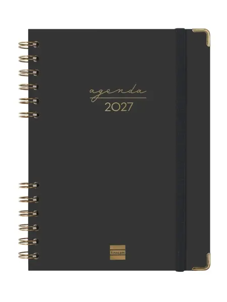 Finocam Agenda Espiral Trendy Alma Anual 2027 Semana Vista Horizontal E10 155x212mm Tapa Dura Negra