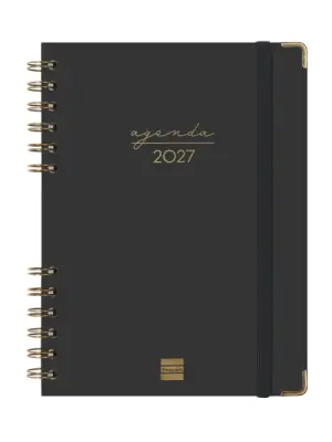 Finocam Agenda Espiral Trendy Alma Anual 2027 Semana Vista Horizontal E10 155x212mm Tapa Dura Negra