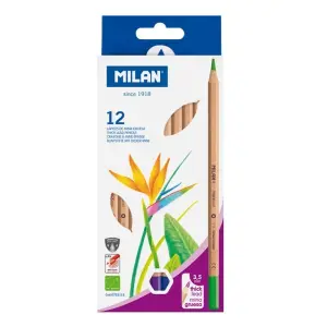 Milan Pack de 12 Lápices Hexagonales de Colores - Mina Gruesa 3.5mm - Madera FSC