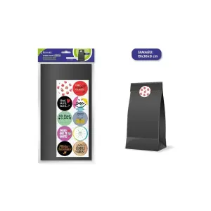 Bismark Pack de 10 Sobres Papel Kraft 50g con 10 Pegatinas - 19x36x6cm - Negro