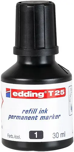 EDDING FRASCO DE TINTA T25 PARA ROTULADOR PERMANENTE 30ML NEGRO