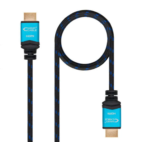 Nanocable Cable Hdmi V2.0 Macho A Hdmi V2.0 Macho 5M - 4K@60Hz 18Gbps - Alta Velocidad - Recubierto Nylon Trenzado - Color Negro/Azul