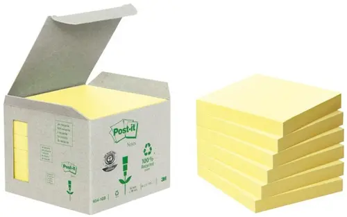 Post-it Bloc Notas Adhesivas Recicladas 100H 76X76 Canary Yellow Paquete 6 Unidades