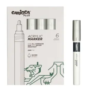 Carioca Pack de 6 Marcadores Acrílicos Punta 2mm Color Plata