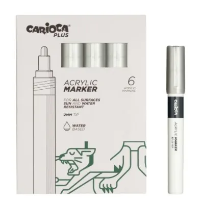 Carioca Pack de 6 Marcadores Acrílicos Punta 2mm Color Plata